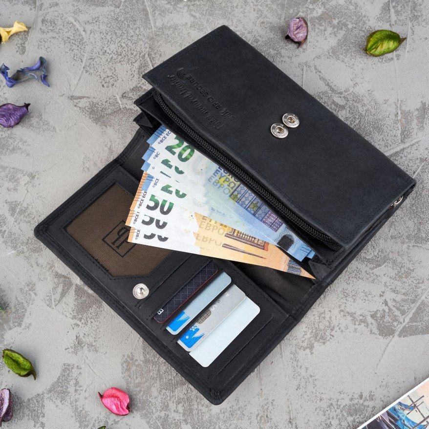 ZESTAW UPOMINKOWY DLA KOBIET ZUP-97-BL PORTFEL SKÓRZANY T-05-BL I CZARNY BRELOK T-86-HBL