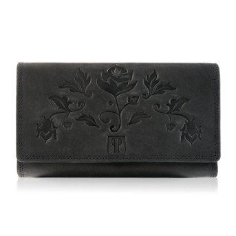 ZESTAW UPOMINKOWY DLA KOBIET ZUP-97-BL PORTFEL SKÓRZANY T-05-BL I CZARNY BRELOK T-86-HBL