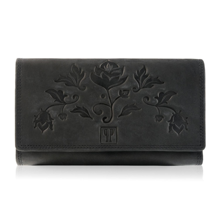 ZESTAW UPOMINKOWY DLA KOBIET ZUP-97-BL PORTFEL SKÓRZANY T-05-BL I CZARNY BRELOK T-86-HBL