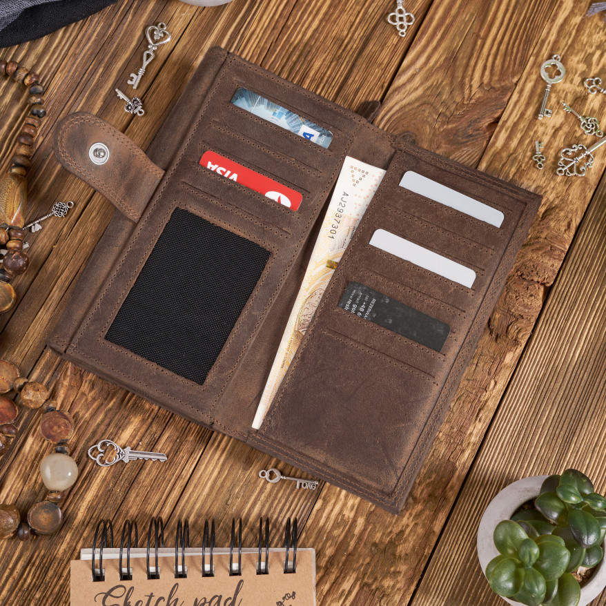 ZESTAW UPOMINKOWY DLA KOBIET ZUP-97-BR PORTFEL SKÓRZANY T-05-BR  I BRĄZOWY BRELOK T-86-HBR