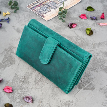 ZESTAW UPOMINKOWY DLA KOBIET ZUP-97-GR PORTFEL SKÓRZANY T-05-GR I BRELOCZEK VINTAGE T-86-HGR