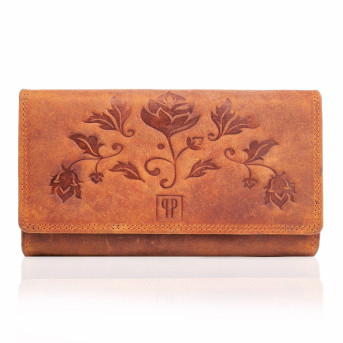 ZESTAW UPOMINKOWY DLA KOBIET ZUP-97-OR PORTFEL SKÓRZANY T-05-OR I BRELOCZEK VINTAGE T-86-HOR