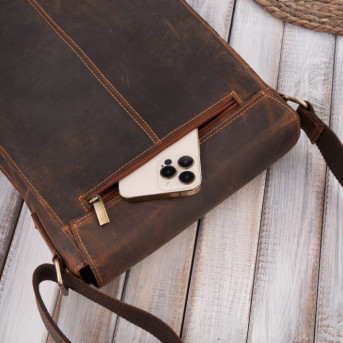 ZESTAW PREZENTOWY ZUP-98-HBR LISTONOSZKA MĘSKA BRĄZOWA T-91-HBR I SASZETKA T-89-HBR PAOLO PERUZZI