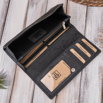 PORTFEL SKÓRZANY DAMSKI VINTAGE W KWIATY RFID PAOLO PERUZZI T-25-BL