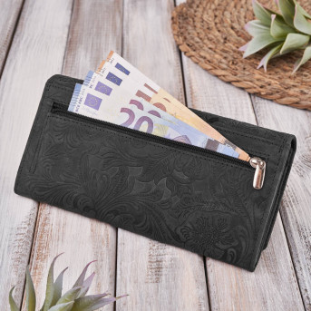 PORTFEL SKÓRZANY DAMSKI VINTAGE W KWIATY RFID PAOLO PERUZZI T-25-BL