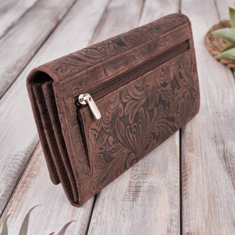 PORTFEL SKÓRZANY DAMSKI W KWIATY VINTAGE RFID PAOLO PERUZZI T-25-BR