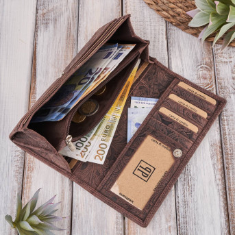 PORTFEL SKÓRZANY DAMSKI W KWIATY VINTAGE RFID PAOLO PERUZZI T-25-BR