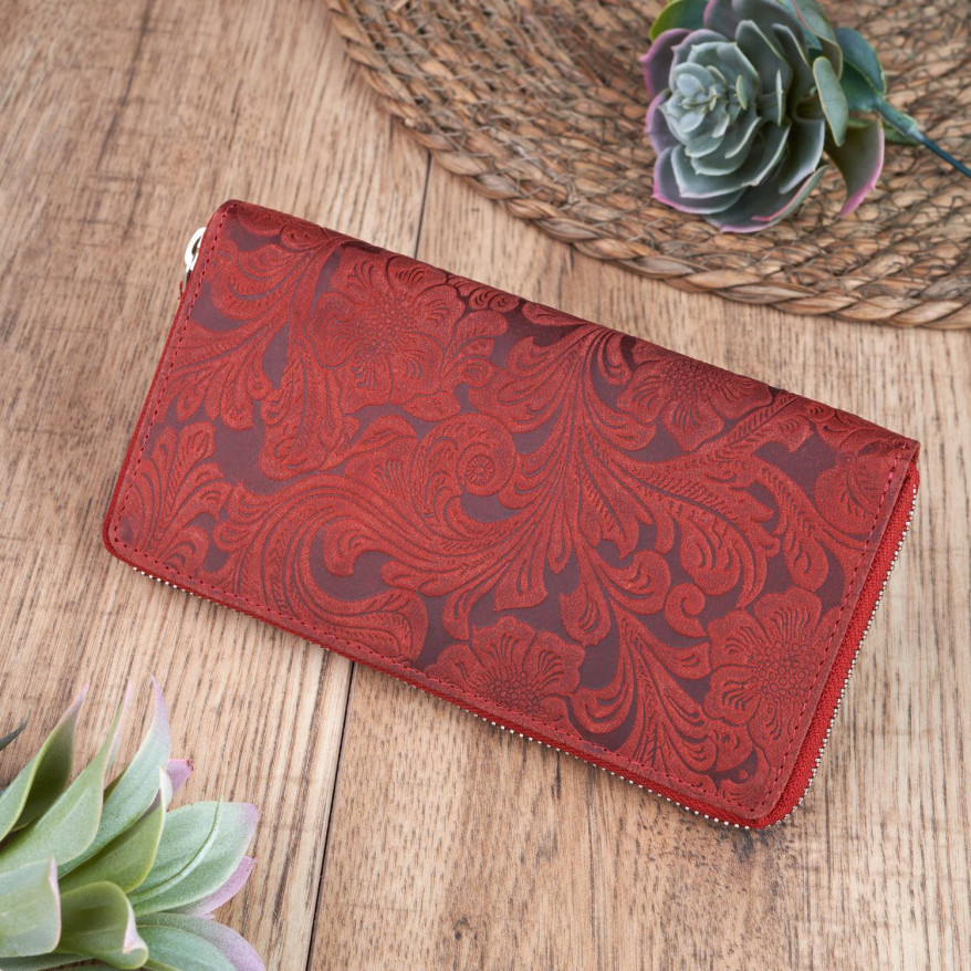 DAMSKI SKÓRZANY CZERWONY PORTFEL NA SUWAK PAOLO PERUZZI T-08-RD