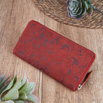 DAMSKI SKÓRZANY CZERWONY PORTFEL NA SUWAK PAOLO PERUZZI T-08-RD