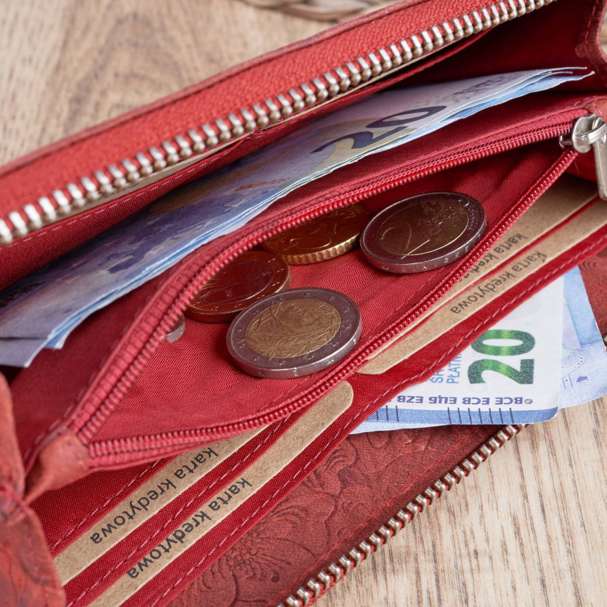 DAMSKI SKÓRZANY CZERWONY PORTFEL NA SUWAK PAOLO PERUZZI T-08-RD