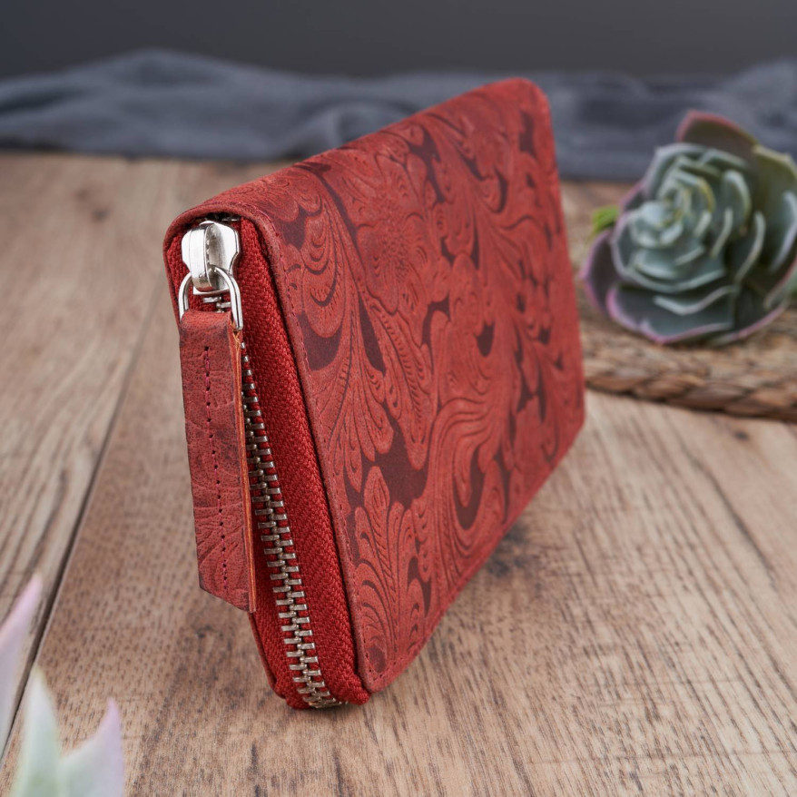 DAMSKI SKÓRZANY CZERWONY PORTFEL NA SUWAK PAOLO PERUZZI T-08-RD