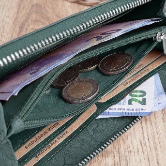 DAMSKI SKÓRZANY ZIELONY PORTFEL NA SUWAK PAOLO PERUZZI T-08-GR