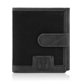 Portfel z materiału męski Paolo Peruzzi portfel męski zapinany T-04-BL