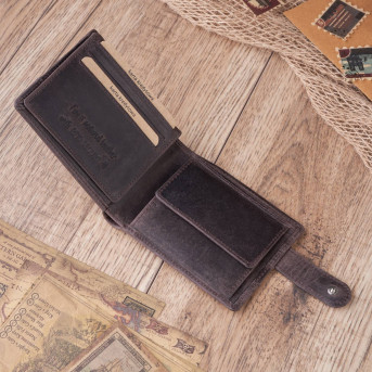 PORTFEL MĘSKI SKÓRZANY BRĄZOWY T-03-BR OCHRONA RFID VINTAGE RETRO