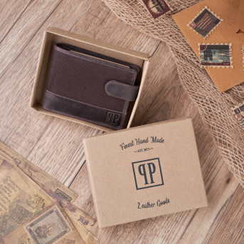 PORTFEL MĘSKI SKÓRZANY BRĄZOWY T-03-BR OCHRONA RFID VINTAGE RETRO