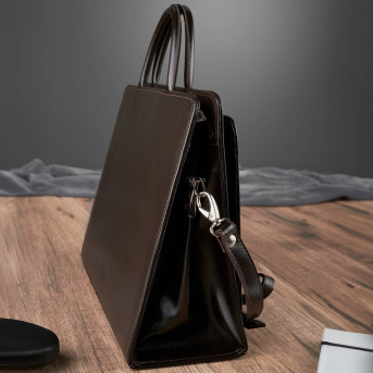 Pojemna skórzana torebka damska biznesowa na ramię i do ręki