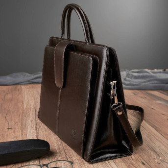 Pojemna skórzana torebka damska biznesowa na ramię i do ręki