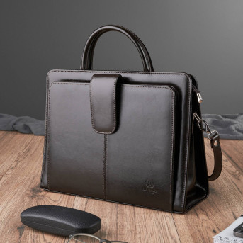 Pojemna skórzana torebka damska biznesowa na ramię i do ręki