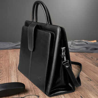 Pojemna skórzana torebka damska biznesowa na ramię i do ręki