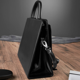 Pojemna skórzana torebka damska biznesowa na ramię i do ręki