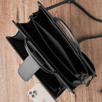 Pojemna skórzana torebka damska biznesowa na ramię i do ręki