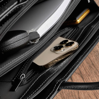 Pojemna skórzana torebka damska biznesowa na ramię i do ręki