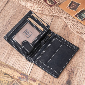 ELEGANCKI MĘSKI SKÓRZANY PORTFEL VINTAGE PAOLO PERUZZI T-13-BL