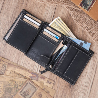 ELEGANCKI MĘSKI SKÓRZANY PORTFEL VINTAGE PAOLO PERUZZI T-13-BL