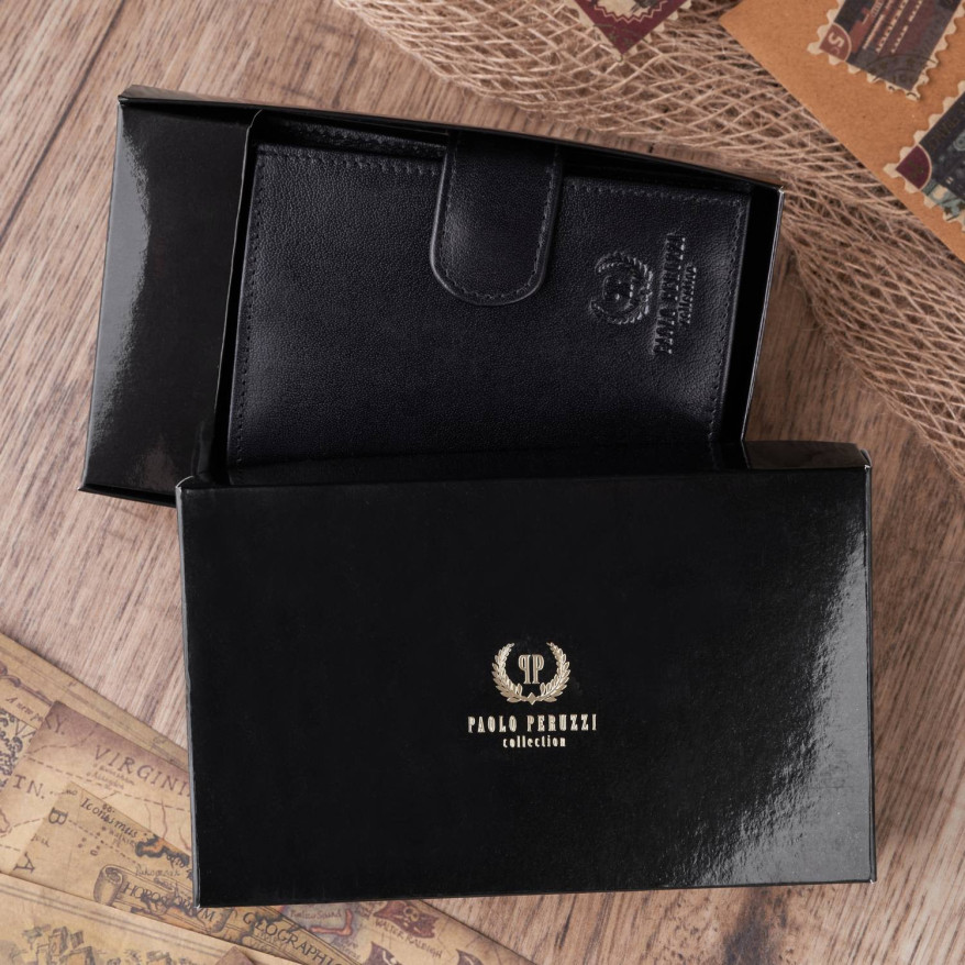 SKÓRZANY MĘSKI PAKOWNY BRĄZOWY PORTFEL PAOLO PERUZZI T-14-BR