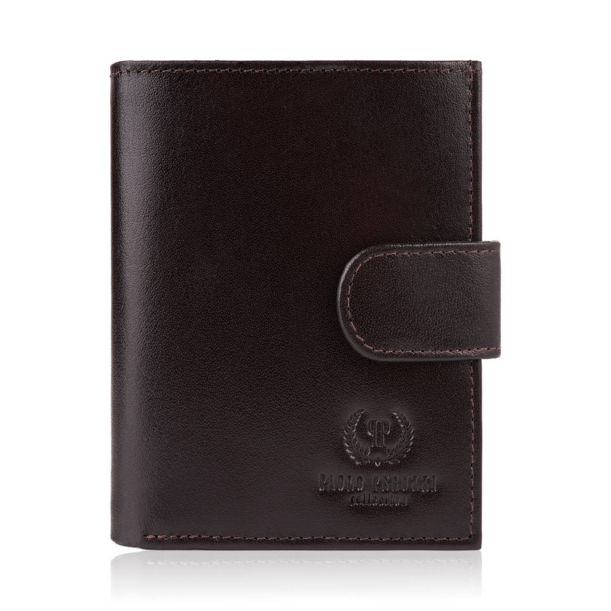 SKÓRZANY MĘSKI PAKOWNY BRĄZOWY PORTFEL PAOLO PERUZZI T-14-BR