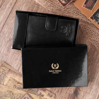 SKÓRZANY MĘSKI PAKOWNY CZARNY PORTFEL PAOLO PERUZZI T-14-BL