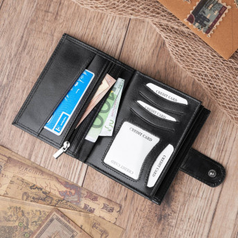 SKÓRZANY MĘSKI PAKOWNY CZARNY PORTFEL PAOLO PERUZZI T-14-BL