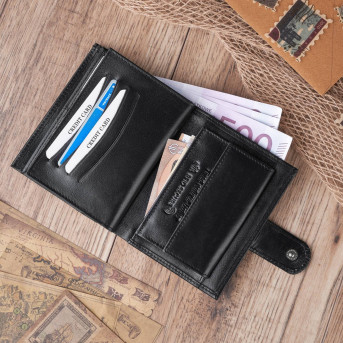 SKÓRZANY MĘSKI PAKOWNY CZARNY PORTFEL PAOLO PERUZZI T-14-BL