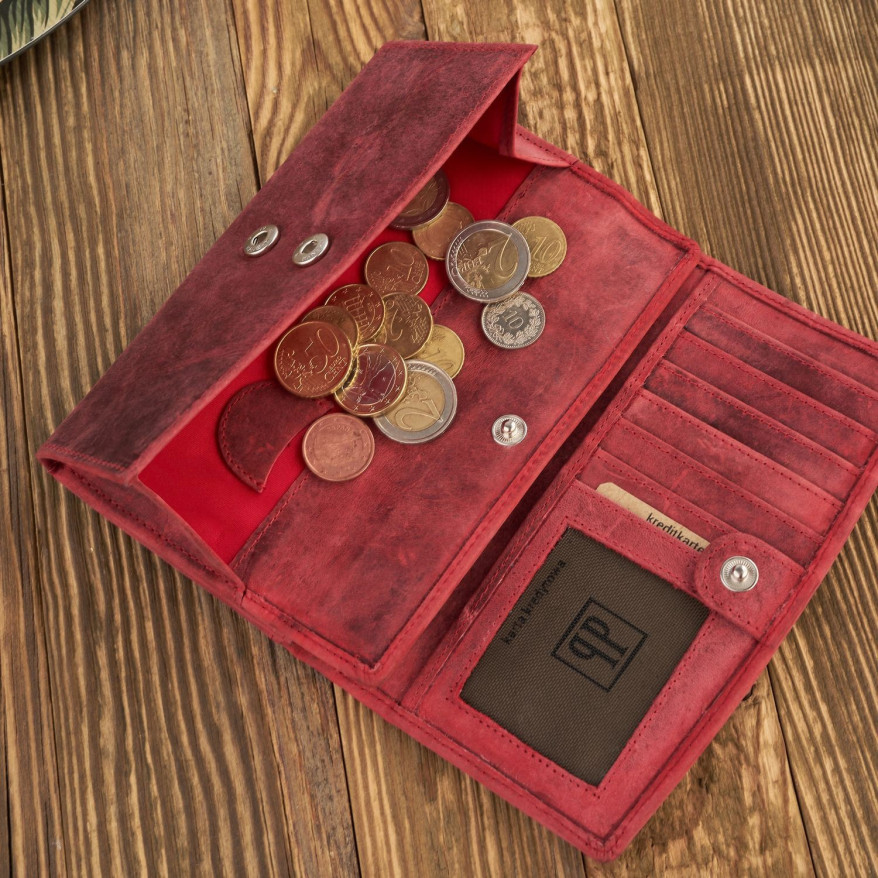 ZESTAW PREZENTOWY ZUP-99-RD PORTFEL DAMSKI SKÓRZANY T-01-RD I BRELOK VINTAGE T-85-RD