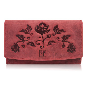 ZESTAW PREZENTOWY ZUP-99-RD PORTFEL DAMSKI SKÓRZANY T-01-RD I BRELOK VINTAGE T-85-RD