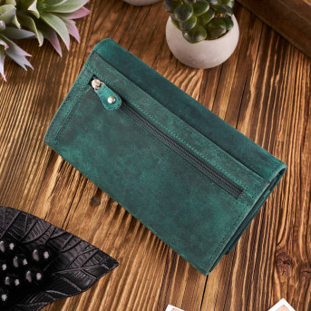 ZESTAW PREZENTOWY ZUP-99-GR PORTFEL DAMSKI SKÓRZANY T-01-GR I BRELOK VINTAGE T-85-GR