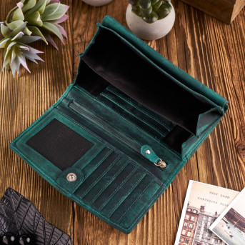 ZESTAW PREZENTOWY ZUP-99-GR PORTFEL DAMSKI SKÓRZANY T-01-GR I BRELOK VINTAGE T-85-GR