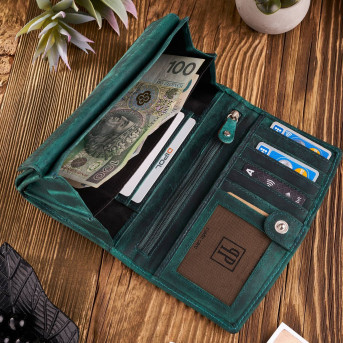 ZESTAW PREZENTOWY ZUP-99-GR PORTFEL DAMSKI SKÓRZANY T-01-GR I BRELOK VINTAGE T-85-GR