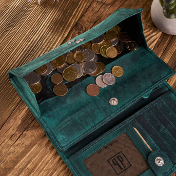 ZESTAW PREZENTOWY ZUP-99-GR PORTFEL DAMSKI SKÓRZANY T-01-GR I BRELOK VINTAGE T-85-GR