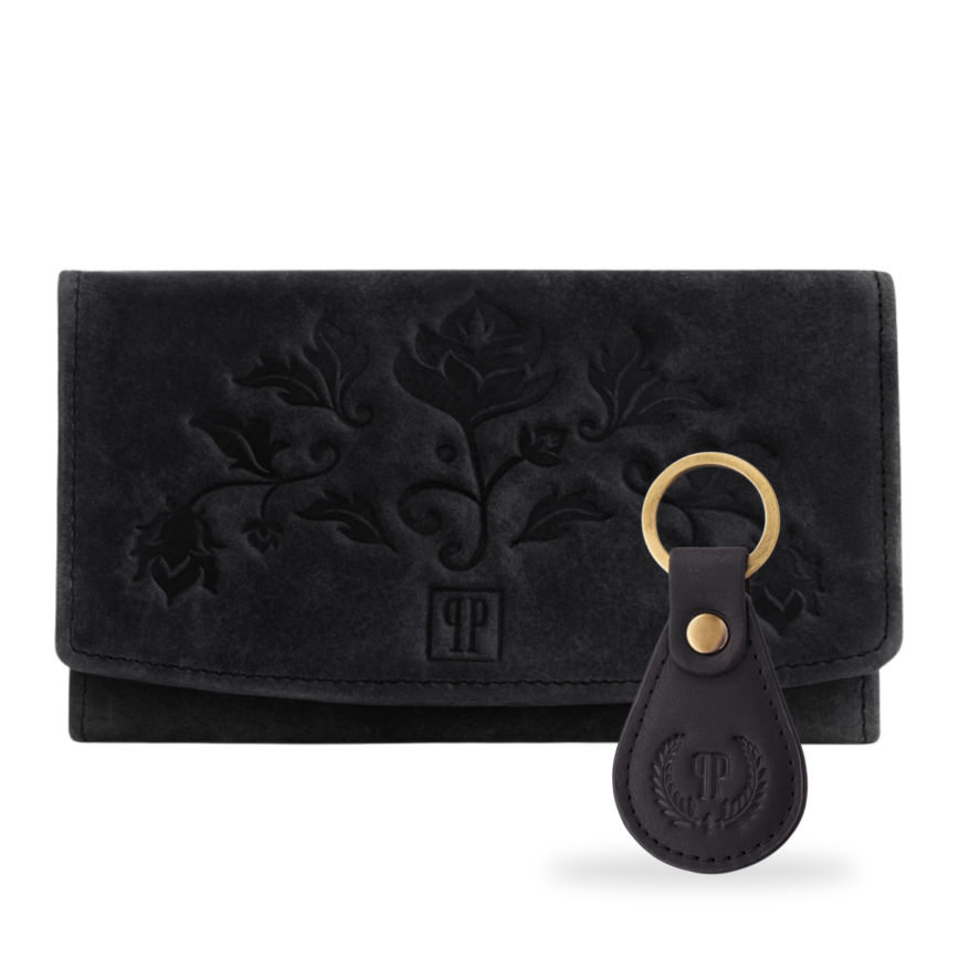 ZESTAW PREZENTOWY ZUP-99-BL PORTFEL DAMSKI SKÓRZANY T-01-BL I BRELOK VINTAGE T-85-BL