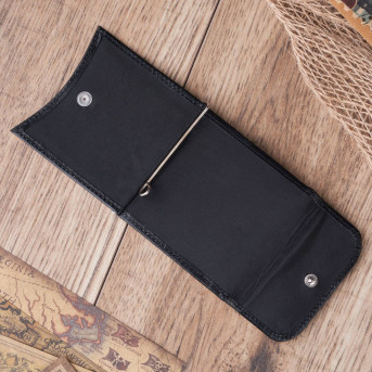SKÓRZANY MAŁY PORTFEL MĘSKI CZARNY BANKNOTÓWKA PAOLO PERUZZI T-10-BL