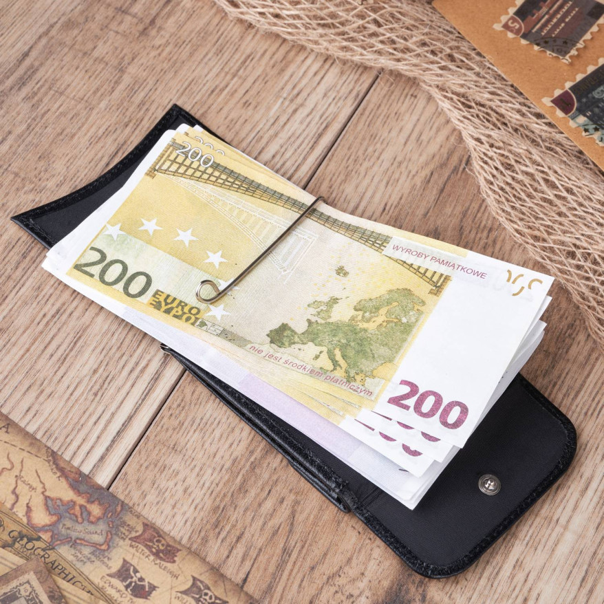 SKÓRZANY MAŁY PORTFEL MĘSKI CZARNY BANKNOTÓWKA PAOLO PERUZZI T-10-BL