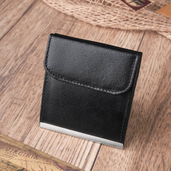 SKÓRZANY MAŁY PORTFEL MĘSKI CZARNY BANKNOTÓWKA PAOLO PERUZZI T-10-BL