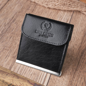 SKÓRZANY MAŁY PORTFEL MĘSKI CZARNY BANKNOTÓWKA PAOLO PERUZZI T-10-BL