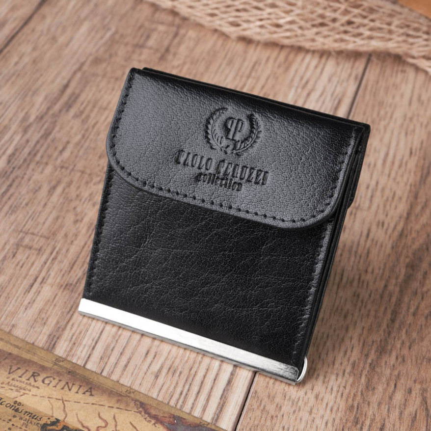 SKÓRZANY MAŁY PORTFEL MĘSKI CZARNY BANKNOTÓWKA PAOLO PERUZZI T-10-BL