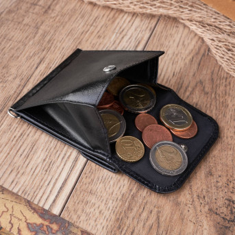 SKÓRZANY MAŁY PORTFEL MĘSKI CZARNY BANKNOTÓWKA PAOLO PERUZZI T-10-BL