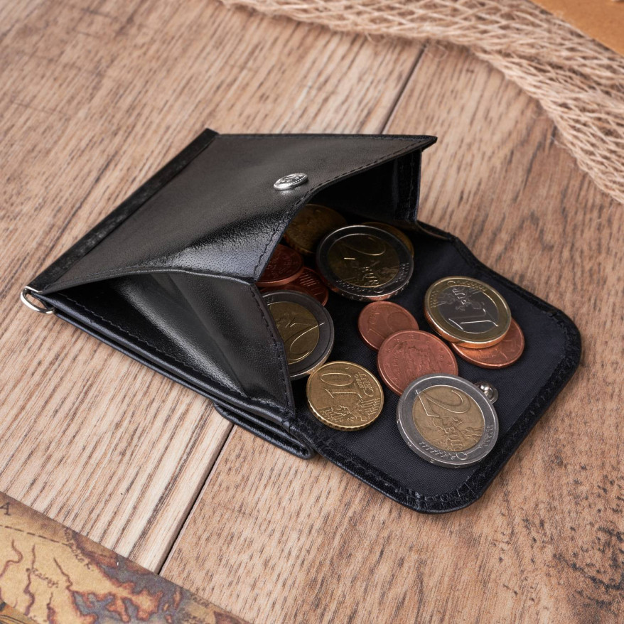 SKÓRZANY MAŁY PORTFEL MĘSKI CZARNY BANKNOTÓWKA PAOLO PERUZZI T-10-BL