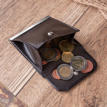 SKÓRZANY MAŁY PORTFEL MĘSKI BRĄZOWY BANKNOTÓWKA PAOLO PERUZZI T-10-BR