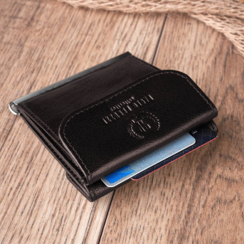 SKÓRZANY MAŁY PORTFEL MĘSKI BRĄZOWY BANKNOTÓWKA PAOLO PERUZZI T-10-BR