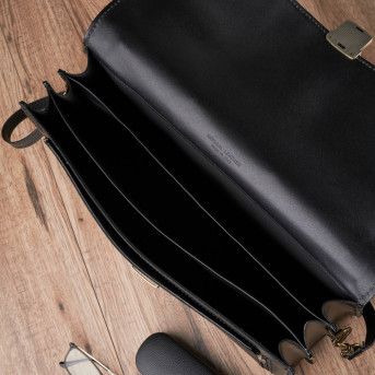 Elegancka czarna skórzana teczka męska Paolo Peruzzi